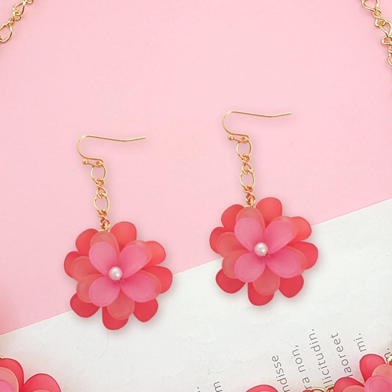 Bocar Flower Collar Necklace, Floral Flower Summer Beach Statement Choker Necklace and Earrings Set for Women, Handmade Women Jewelry Gift - Image 4